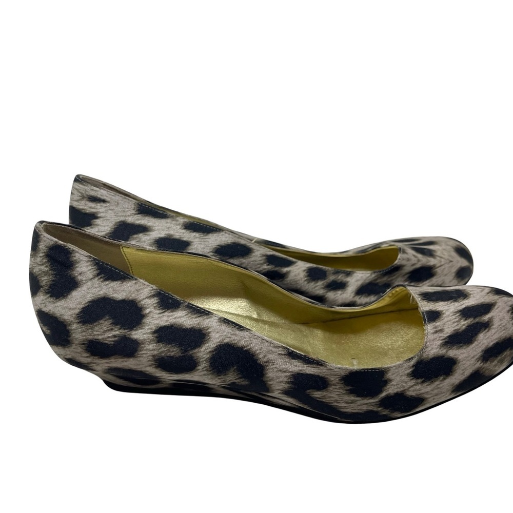 Stella McCartney Satin Leopard Print Wedges Size 36.5 6